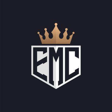 Luxury EMC Logo with Crown. Elegant Initials EMC Letter Logo for Exclusive Brands. Letter EMC Monogram for High-End Businesses clipart