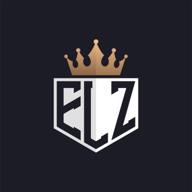 Luxury ELZ Logo with Crown. Elegant Initials ELZ Letter Logo for Exclusive Brands. Letter ELZ Monogram for High-End Businesses clipart