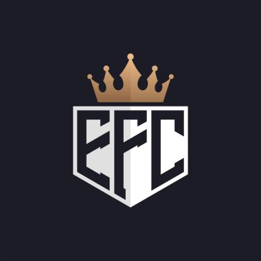 Crown 'lu lüks EFC logosu. Seçkin Markalar için Zarif Baş harfler EFC Harf Logosu. Yüksek Kalite İşletmeler için EFC Monogramı