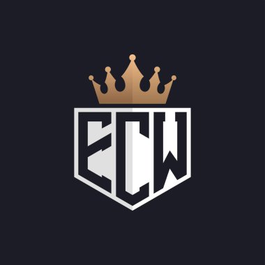 Luxury ECW Logo with Crown. Elegant Initials ECW Letter Logo for Exclusive Brands. Letter ECW Monogram for High-End Businesses clipart