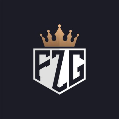 Crown 'lu lüks FZG logosu. Seçkin Markalar için FZG Harf Logosu. Üst Düzey İşletmeler için FZG Monogramı