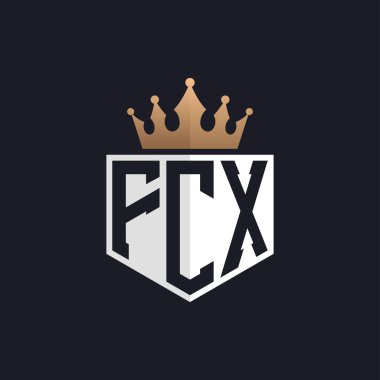 Crown 'lu lüks FCX logosu. Seçkin Markalar için FCX Harf Logosu. Üst Düzey İşletmeler için FCX Monogramı