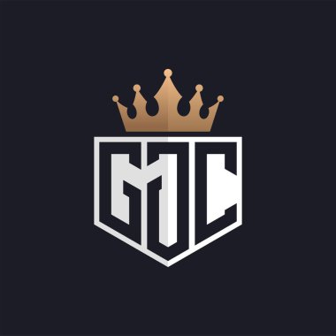 Crown 'lu lüks GJC Logosu. Seçkin Markalar için GJC Harf Logosu. Üst Düzey İşletmeler için GJC Monogramı
