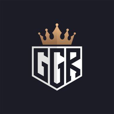 Crown 'lu lüks GGR logosu. Seçkin Markalar için GGR Harf Logosu. Üst Düzey İşletmeler için GGR Monogramı