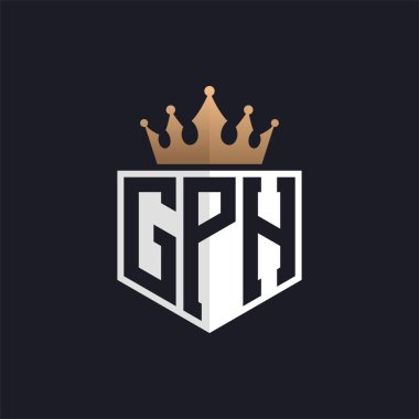 Luxury GPH Logo with Crown. Elegant Initials GPH Letter Logo for Exclusive Brands. Letter GPH Monogram for High-End Businesses clipart