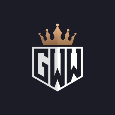 Crown 'la lüks GWW logosu. Seçkin Markalar için GWW Harf Logosu. Üst Düzey İşletmeler için GWW Monogramı