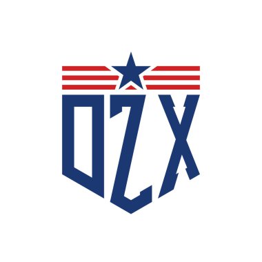 Yıldız ve Amerikan Bayrak Kayışlı Yurtsever DZX logosu. USA Flag ile DZX Logosu