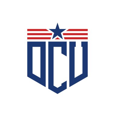 Yıldız ve Amerikan Bayrak Kayışlı Yurtsever DCU logosu. ABD Bayrağı ile DCU Logosu