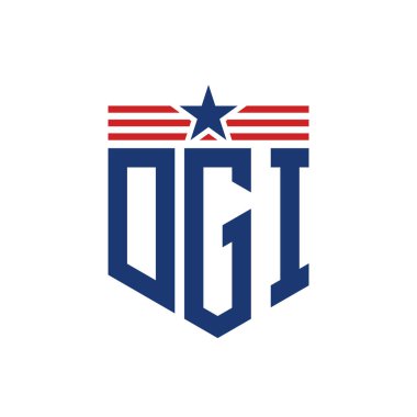 Yıldız ve Amerikan Bayrak Kayışlı Yurtsever DGI logosu. USA Flag ile DGI Logosu