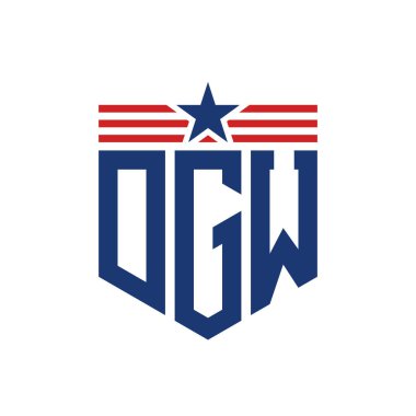 Yıldız ve Amerikan Bayrak Kayışlı Yurtsever DGW logosu. ABD Bayrağı ile DGW Logosu