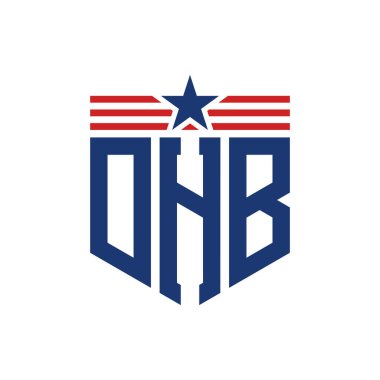 Yıldız ve Amerikan Bayrak Kayışlı Yurtsever DHB logosu. USA Flag ile Harf DHB logosu