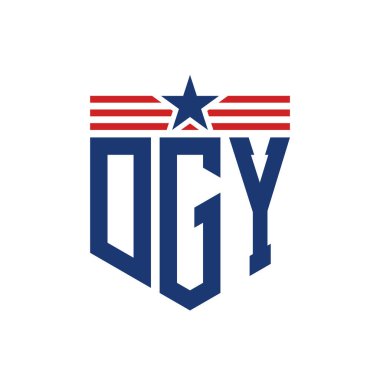 Yıldız ve Amerikan Bayrak Kayışlı Yurtsever DGY logosu. ABD Bayrağıyla DGY Logosu