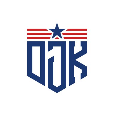 Yıldız ve Amerikan Bayrak Kayışlı Yurtsever DJK logosu. USA Flag ile DJK Logosu