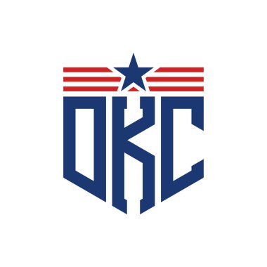 Yıldız ve Amerikan Bayrak Kayışlı Yurtsever DKC logosu. ABD Bayrağı ile DKC Logosu