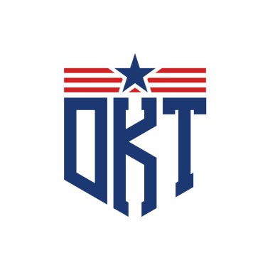 Yıldız ve Amerikan Bayrak Kayışlı Yurtsever DKT logosu. USA Flag ile DKT Logosu