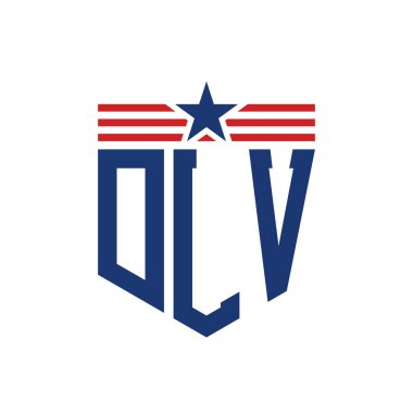 Yıldız ve Amerikan Bayrak Kayışlı Yurtsever Motorlu Taşıtlar Dairesi logosu. ABD Bayrağı ile DLV Logosu