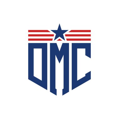 Yıldız ve Amerikan Bayrak Kayışlı Yurtsever DMC logosu. ABD Bayrağı ile DMC Logosu