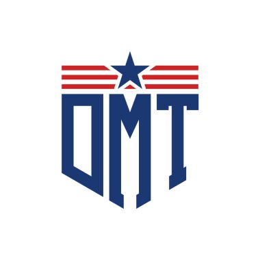 Yıldız ve Amerikan Bayrak Kayışlı Yurtsever DMT logosu. USA Flag ile DMT Logosu