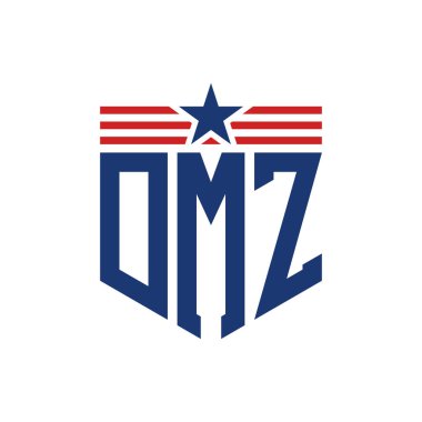 Yıldız ve Amerikan Bayrak Kayışlı Yurtsever Arındırma Logosu. ABD Bayrağıyla DMZ Logosu