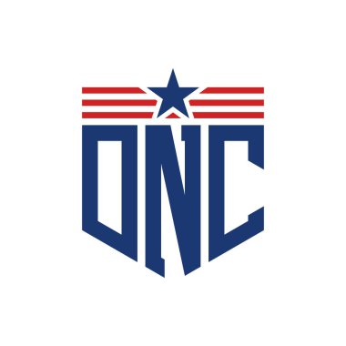 Yıldız ve Amerikan Bayrak Kayışlı Yurtsever DNC logosu. ABD Bayrağı ile DNC Logosu