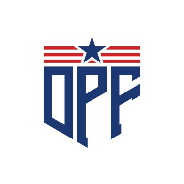 Yıldız ve Amerikan Bayrak Kayışlı Yurtsever DPF logosu. ABD Bayrağı ile DPF Logosu