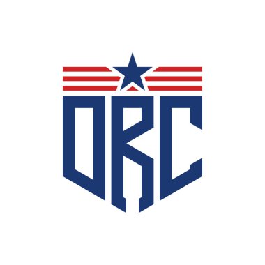 Yıldız ve Amerikan Bayrak Kayışlı Yurtsever DRC logosu. USA Flag ile DRC Logosu