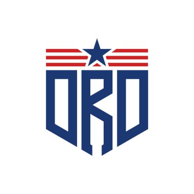 Yıldız ve Amerikan Bayrak Kayışlı Yurtsever DRD logosu. USA Flag ile DRD Logosu