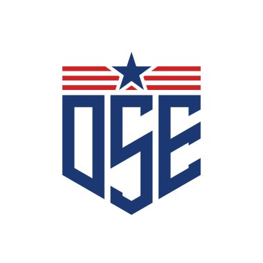 Yıldız ve Amerikan Bayrak Kayışlı Yurtsever DSE logosu. USA Flag ile Harf DSE Logosu