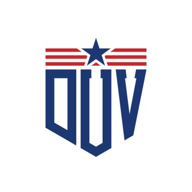 Star ve American Flag Straps 'li vatansever DUV logosu. ABD Bayrağı ile DUV Logosu