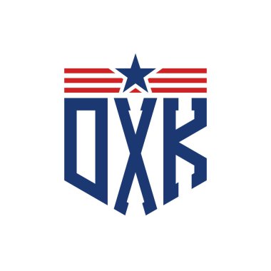 Yıldız ve Amerikan Bayrak Kayışlı Yurtsever DXK logosu. USA Flag ile DXK Logosu