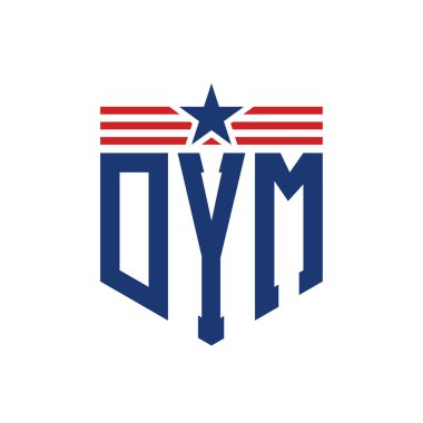 Yıldız ve Amerikan Bayrak Kayışlı Yurtsever DYM logosu. USA Flag ile DYM Logosu