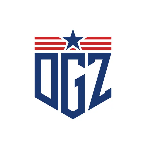 stock vector Patriotic DGZ Logo with Star and American Flag Straps. Letter DGZ Logo with USA Flag