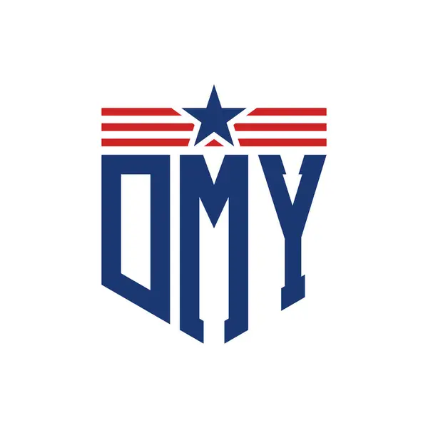 stock vector Patriotic DMY Logo with Star and American Flag Straps. Letter DMY Logo with USA Flag