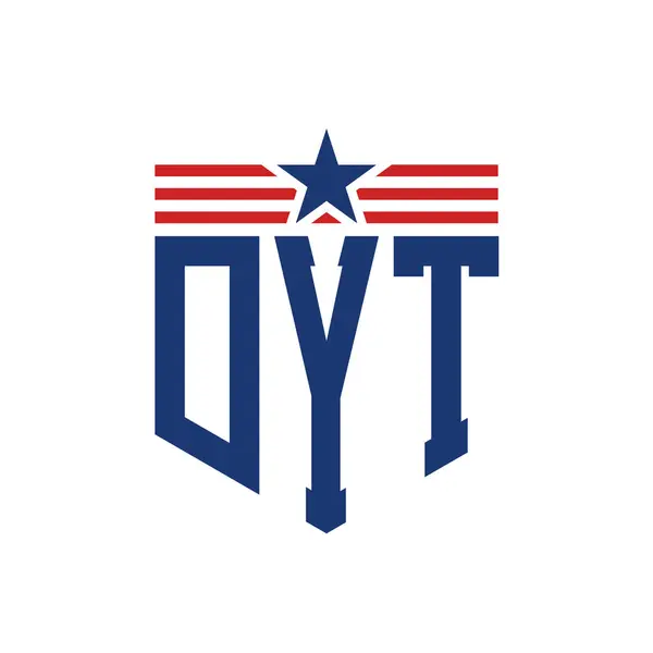 stock vector Patriotic DYT Logo with Star and American Flag Straps. Letter DYT Logo with USA Flag