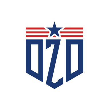 Yıldız ve Amerikan Bayrak Kayışlı Yurtsever DZD logosu. USA Flag ile DZD Logosu