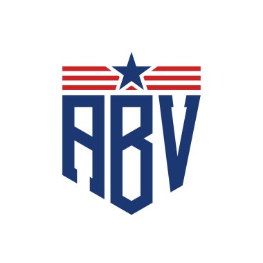 Yıldız ve Amerikan Bayrak Kayışlı Vatansever ABV logosu. ABV logosu ABD Bayrağı ile