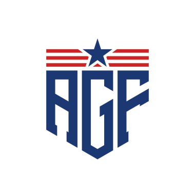 Yıldız ve Amerikan Bayrak Kayışlı Vatansever AGF logosu. ABD Bayrağı ile AGF Harfi Logosu