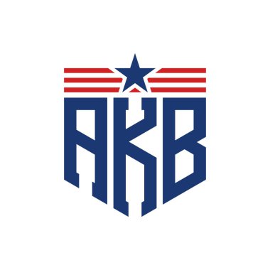 Yıldız ve Amerikan Bayrak Kayışlı Vatansever AKB logosu. ABD Bayrağı ile AKB Logosu