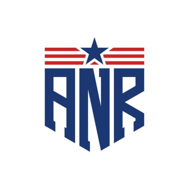 Yıldız ve Amerikan Bayrak Kayışlı Vatansever ANR logosu. ANR logosu ABD Bayrağı ile