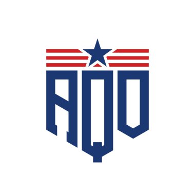 Yıldız ve Amerikan Bayrak Kayışlı Vatansever AQO logosu. USA Flag ile AQO Logosu