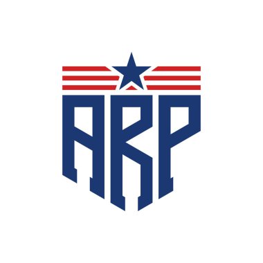 Yıldız ve Amerikan Bayrak Kayışlı Vatansever ARP logosu. USA Flag ile ARP Logosu