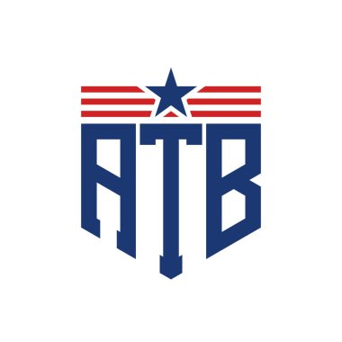 Yıldız ve Amerikan Bayrak Kayışlı Yurtsever ATB logosu. ABD Bayrağı ile ATB harfi logosu