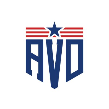 Yıldız ve Amerikan Bayrak Kayışlı Yurtsever AVD logosu. USA Flag ile AVD Logosu