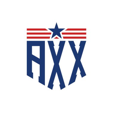 Yıldız ve Amerikan Bayrak Kayışlı Vatansever AXX logosu. USA Flag ile AXX Logosu