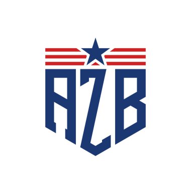 Yıldız ve Amerikan Bayrak Kayışlı Vatansever AZB logosu. ABD Bayrağı ile AZB Logosu