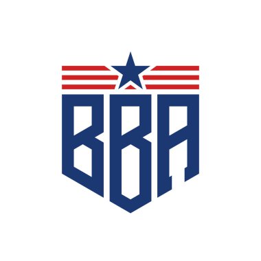 Star ve American Flag Straps 'li Vatansever BBA logosu. ABD Bayrağı ile BBA Logosu