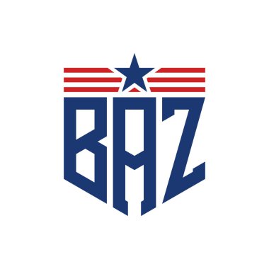 Star ve American Flag Straps 'li Vatansever BAZ logosu. ABD Bayrağı ile BAZ Logosu