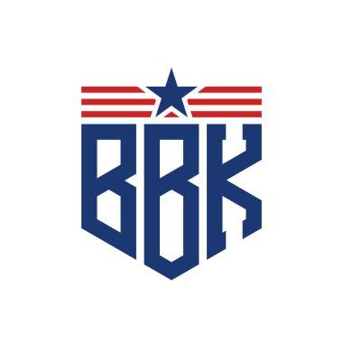 Star ve American Flag Straps 'li Vatansever BBK logosu. USA Flag ile BBK Logosu