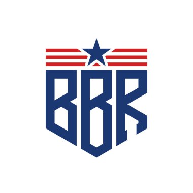 Yıldız ve Amerikan Bayrak Kayışlı Yurtsever BBR logosu. USA Flag ile BBR Logosu