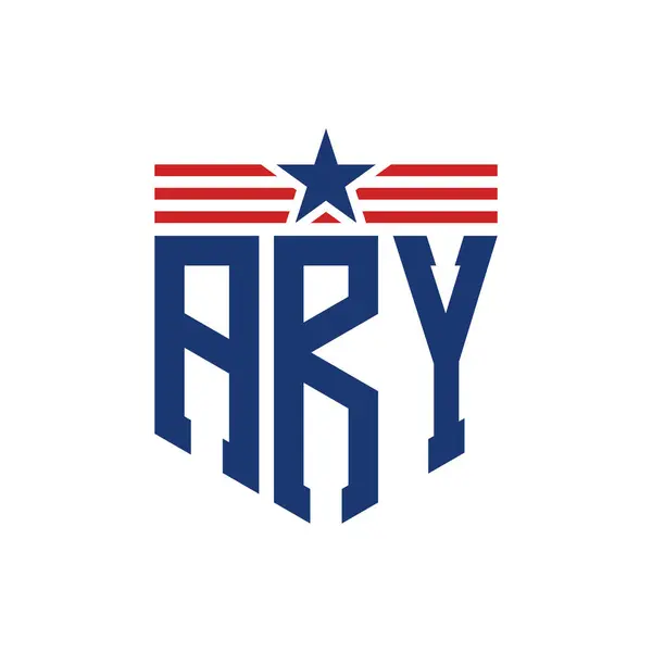 stock vector Patriotic ARY Logo with Star and American Flag Straps. Letter ARY Logo with USA Flag